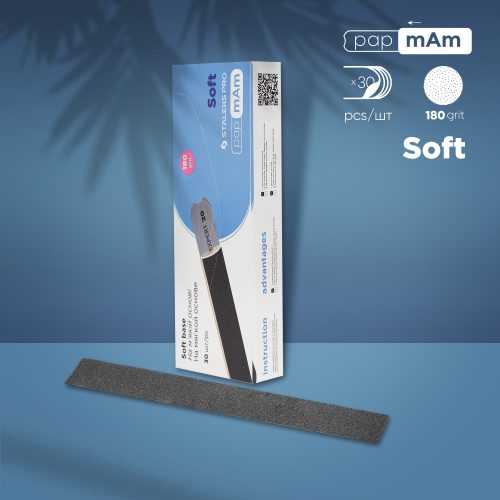 Сменные файлы papmAm для пилки прямой (на мягкой основе) Staleks Pro Expert 20, 180 грит (30 шт)